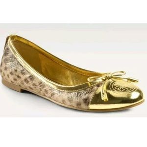 Tory Burch Verbena Snakeskin Ballet Flat Gold Shoe